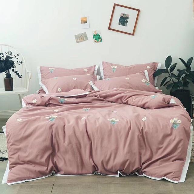 Set Cotton Đũi Silk Hàng Nhập Khẩu Cao Cấp Đũi Thêu Hoa Hồng