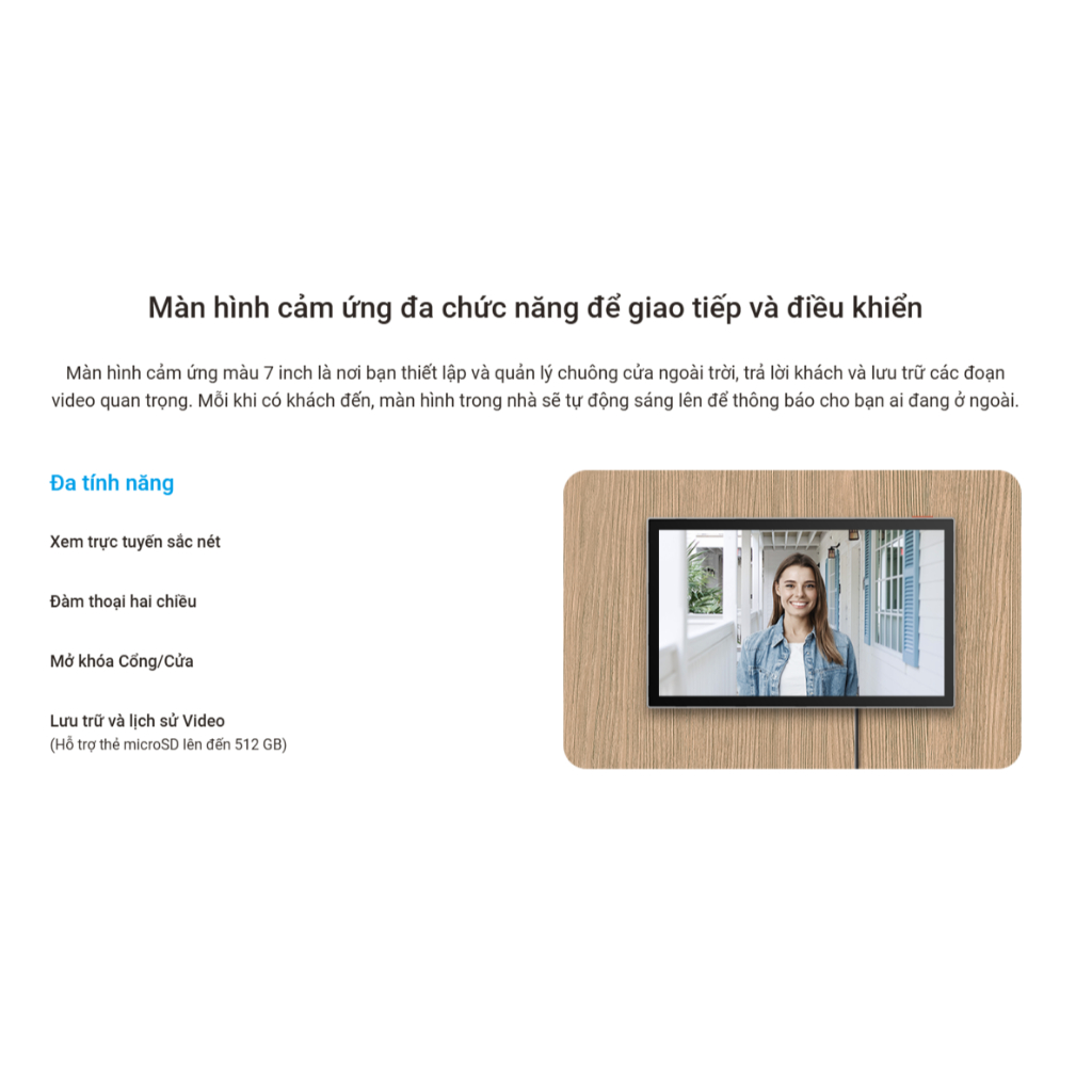 CAMERA CHUÔNG CỬA TÍCH HỢP MÀN HÌNH 7 INCH EZVIZ HP5 2MP - KẾT NỐI WIFI, ĐÀM THOẠI, HỖ TRỢ MỞ KHÓA THẺ TỪ, MÃ PIN