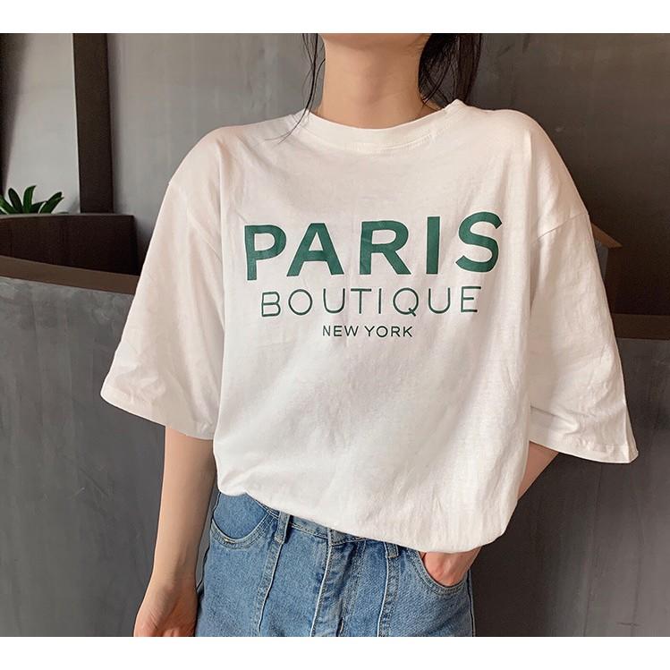 Áo thun nữ tay lỡ in chữ đơn giản - I5619