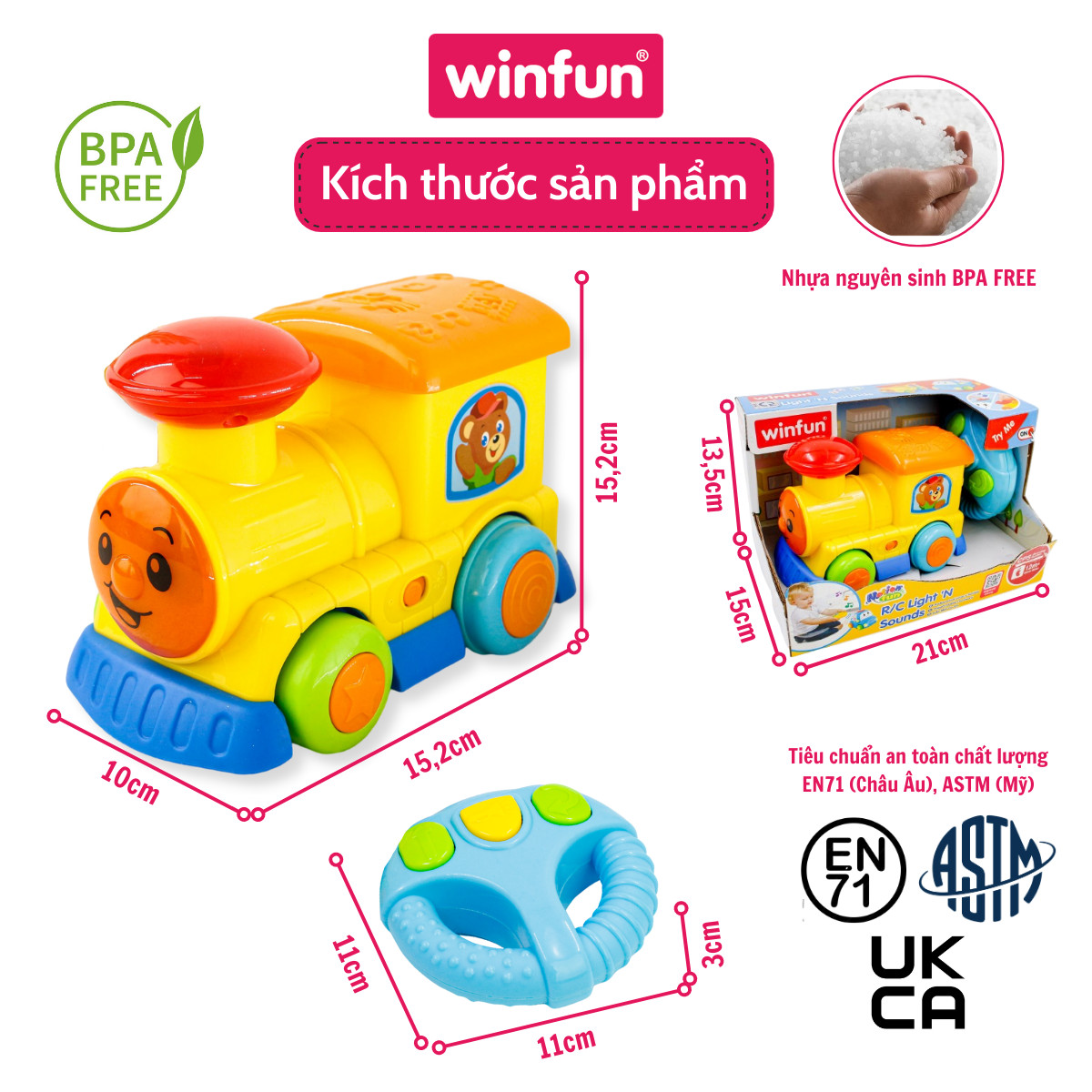 Đồ chơi đầu tàu hỏa điều khiển từ xa có đèn nhạc Winfun 1156 cho bé