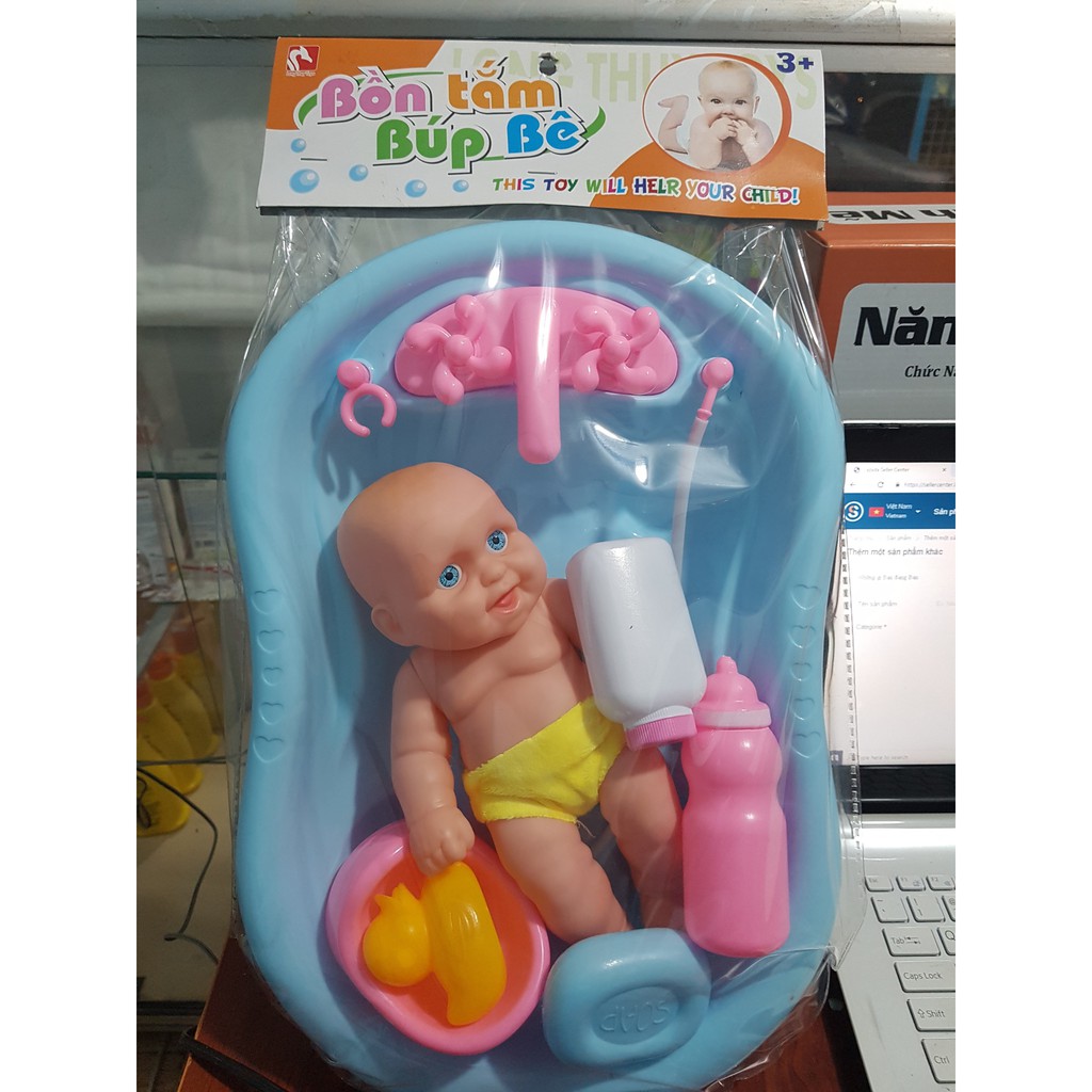 Đồ Chơi Thau Tắm Búp Bê Cỡ Lớn Kèm Phụ Kiện Nhà Tắm Giúp Bé Chăm Sóc Bản Thân