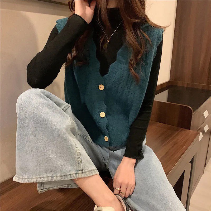 Áo cardigan nữ, áo gile len khoác ngoài sát nách đóng cúc mẫu mới thu đông GL05