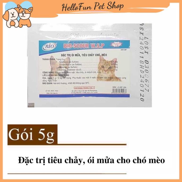 Bio Scour W.S.P giảm tiêu chảy, ói mửa cho chó mèo (Gói 5g)