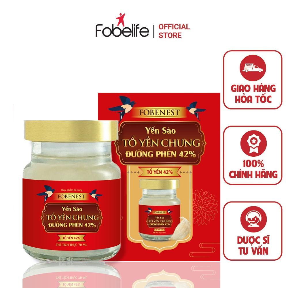 Hộp Yến Sào Tổ Yến Chưng Đường Phèn 42% Yến Bồi Bổ Cơ Thể Fobelife - Lọ 70ml