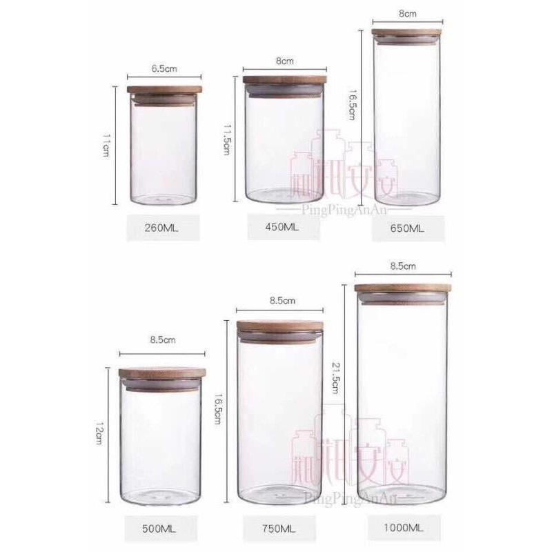 Hũ thuỷ tinh nắp gỗ tre 1000ml đựng đồ khô đa năng