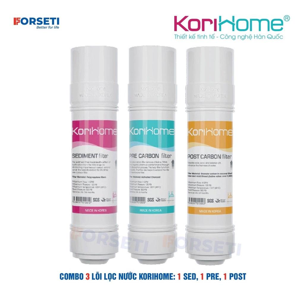 Combo 3 lõi lọc Korihome 1 sediment 1 Pre carbon 1 Post carbon - Hàng Chính Hãng