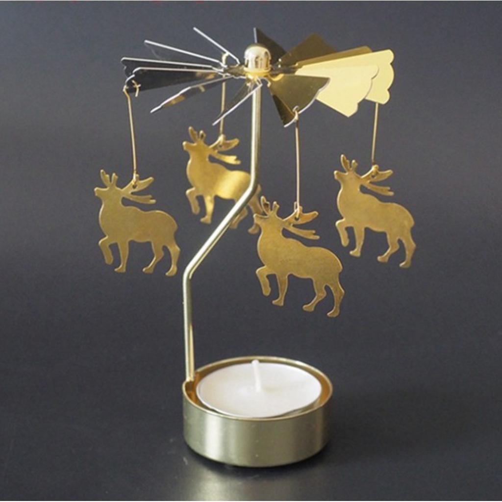 5xChristmas Windmill Decor Rotating Candle Tea Light Holder Candlestick Gift