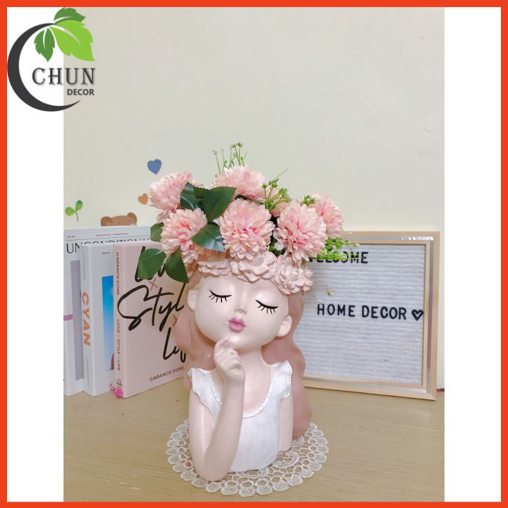 Hoa giả, bình hoa cô gái mộng mơ cắm sẵn hoa cao 36-42cm tùy mẫu hoa trang trí nhà cửa, cửa hàng, văn phòng, làm quà tặng