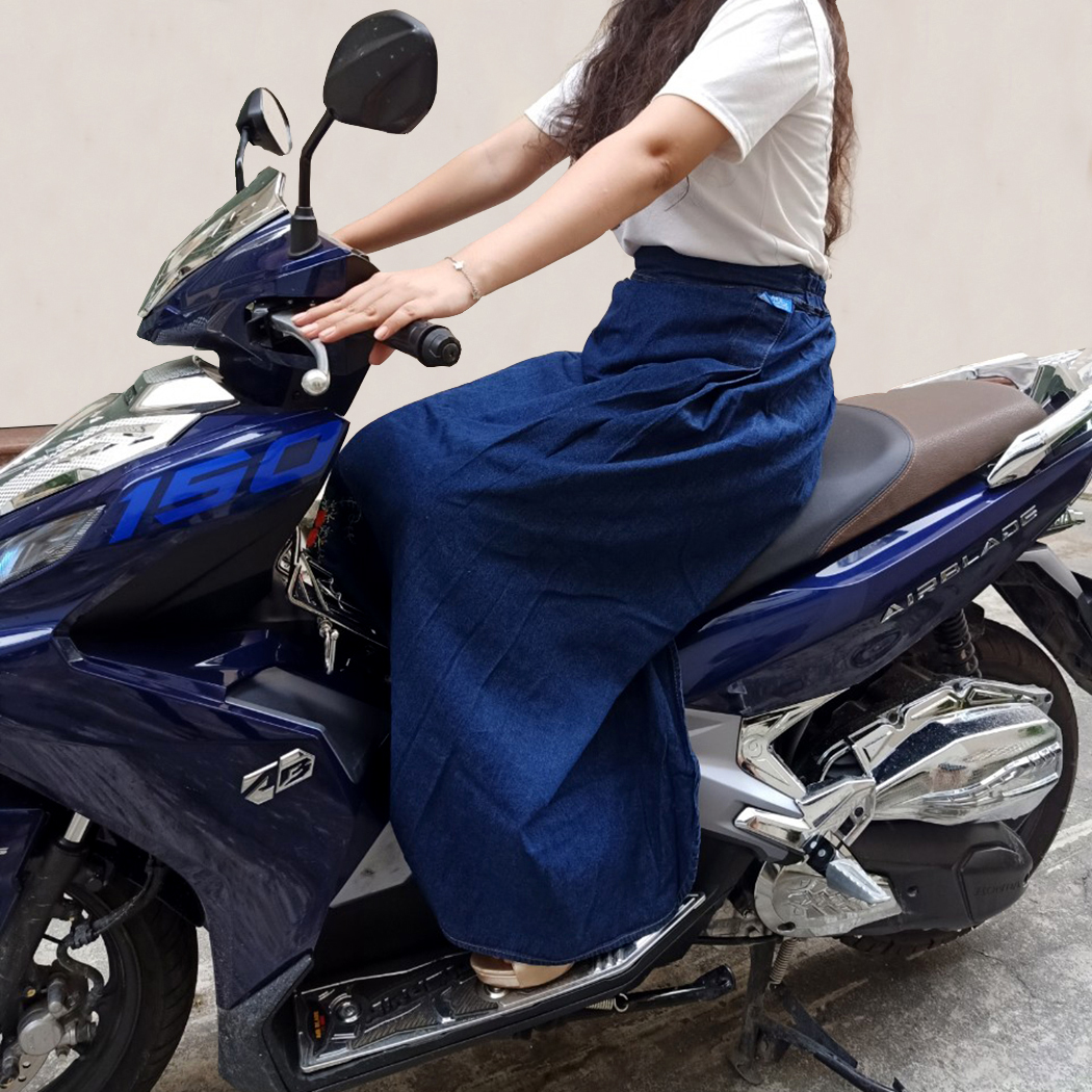 Váy Chống Nắng Jean Loại 1 Chất Liệu Mềm, Mát & Có Khả Năng Chống Tia UV Đến 100% -Thêu Hoa Anh Đào