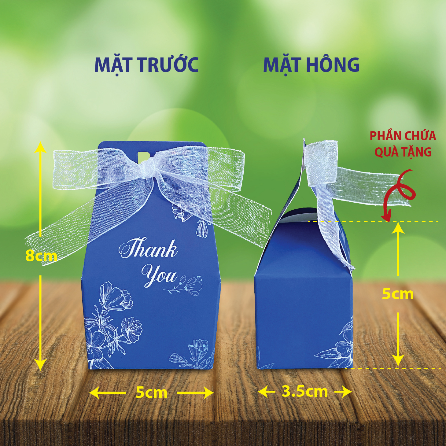 Combo 20 hộp quà tặng nhỏ màu xanh dương, thắt nơ