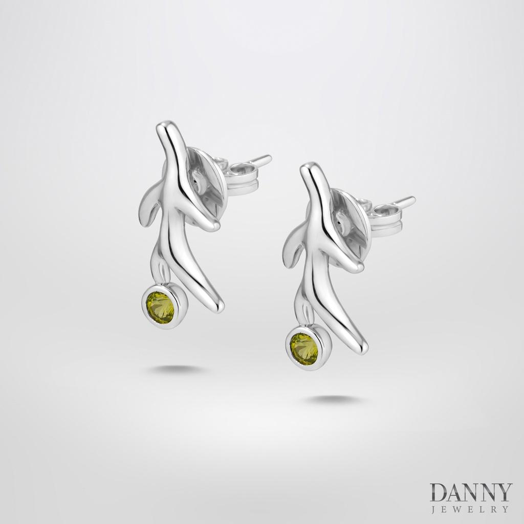 Bông Tai Nữ Danny Jewelry Bạc 925 Biểu Tượng Sừng Hươu Đính Đá Peridot BT0034