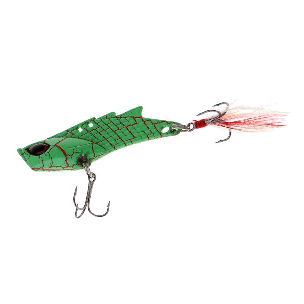 Metal VIB Fishing Lure Spinners Spoons Hard Bait Crankbaits with Feathers Treble Hooks