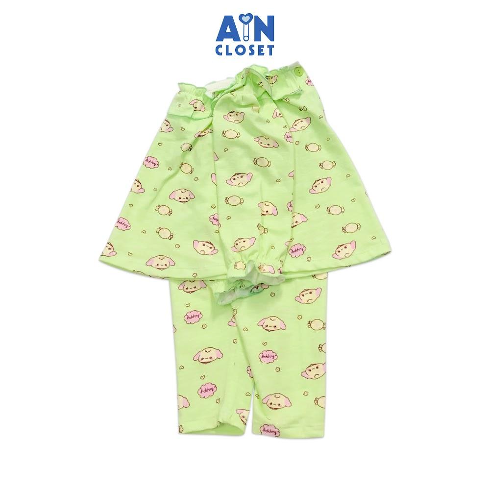 Bộ quần áo dài bé gái họa tiết Cún vàng nền xanh thun cotton - AICDBGG26OWW - AIN Closet