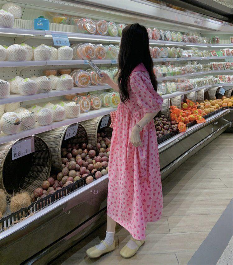 DIYIWEI Váy cổ búp bê Pháp cho nữ mùa hè 2023 đầm dài thắt lưng mỏng sinh viên ngọt ngào dịu dàng váy gió