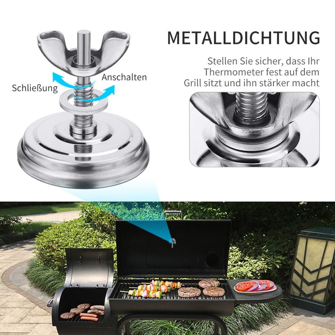 Nhiệt kế nướng, nhiệt kế BBQ bằng thép không gỉ cho tất cả các vỉ nướng, người hút thuốc, lò nướng và xe nướng, hiển thị nhiệt độ kép 50-500/100-1000 ℉