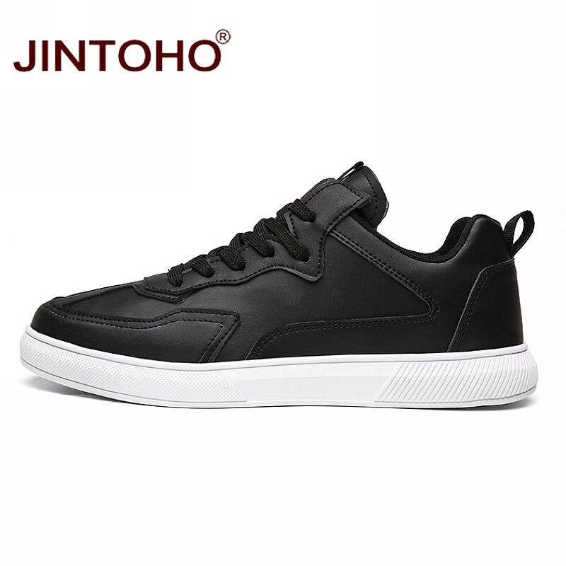 JINTOHO Fashion Men Leather Shoes Brand Male Shoes White Leather Sneakers For Men Casual 2020 Leather Flats Shoes