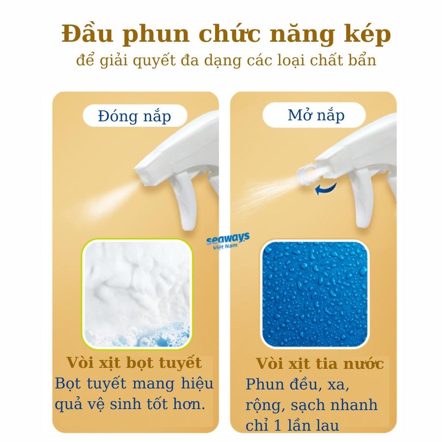 Chai xịt bọt tuyết tẩy rửa nhà bếp SEAWAYS - với thiết kế 2 đầu phun đa năng, chai 500ml