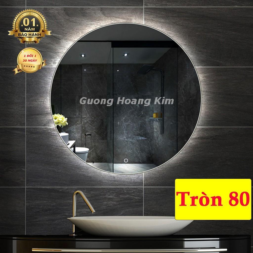 Gương tron để bàn trang điểm treo tường đèn led cảm ứng thông minh kích thước D80 - guong mirror