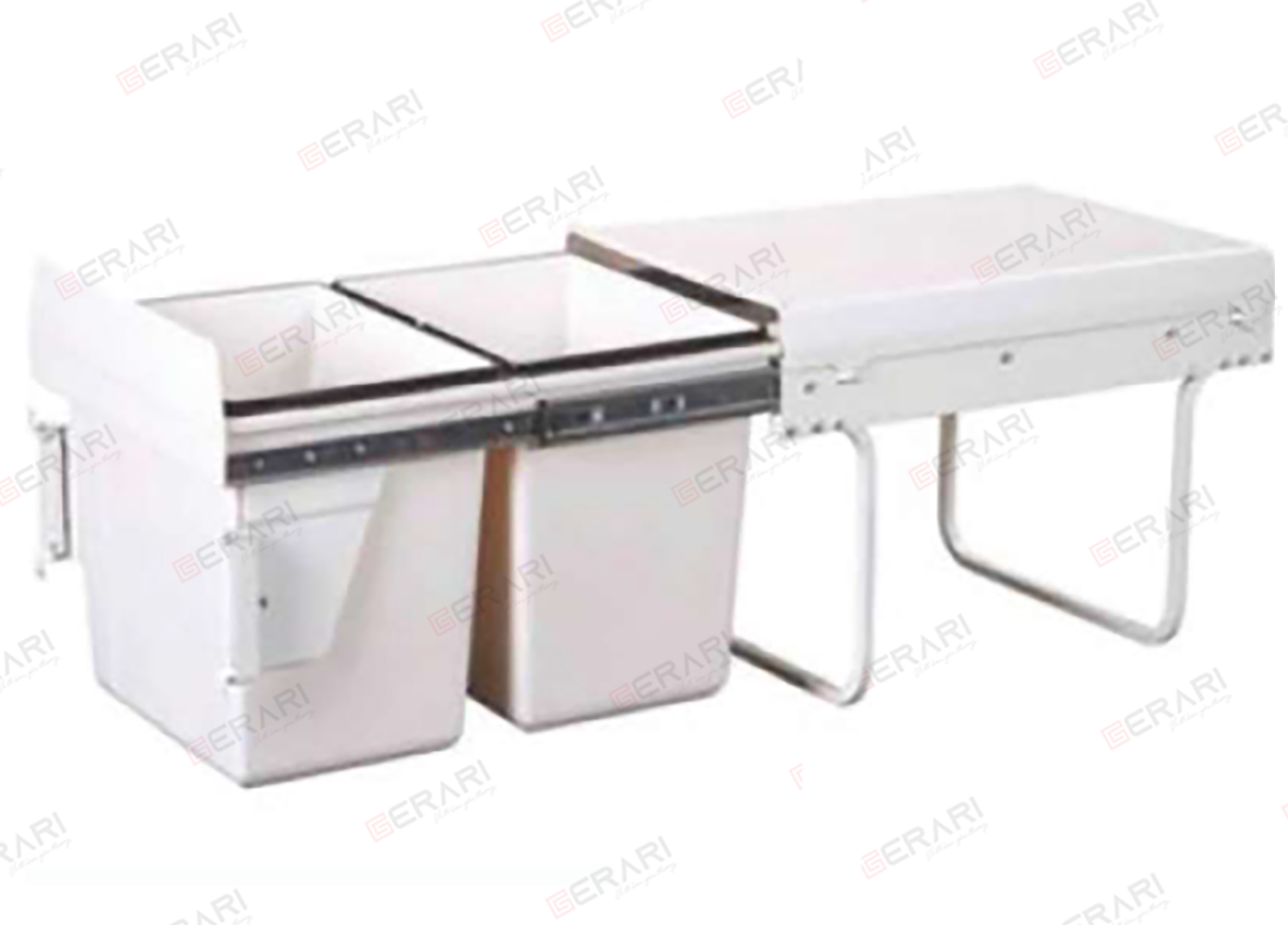 Thùng rác đôi âm tủ/gắn cánh ray giảm chấn, kích thước 400 mã GAC thương hiệu Gerari