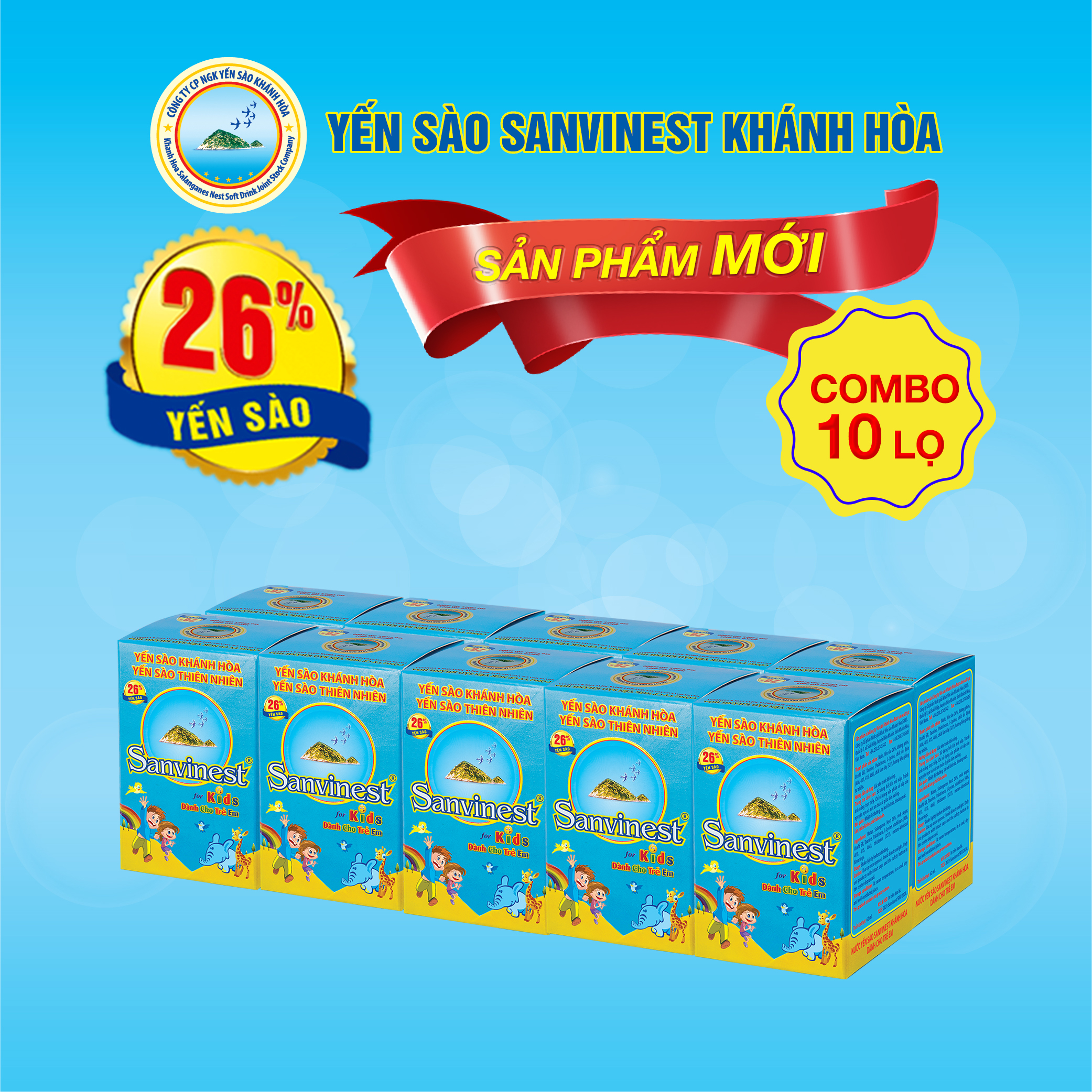 [Combo 10 lọ]  Nước Yến sào Sanvinest Khánh Hòa dành cho trẻ em lọ 62ml - S211