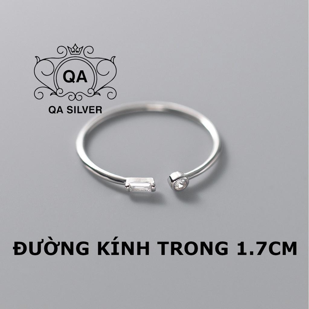 Nhẫn bạc 925 đính đá nhỏ tròn chữ nhật tối giản nam nữ S925 MINIMAL Silver Ring QA SILVER RI220606