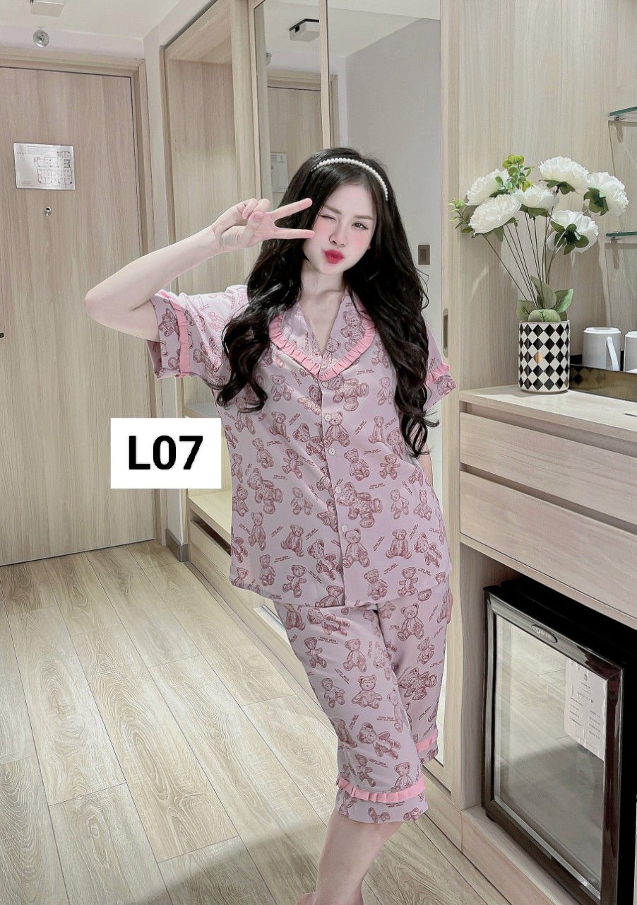 Bộ lửng lụa thiết kế 40-60kg, bộ nữ pijama mặc nhà L07