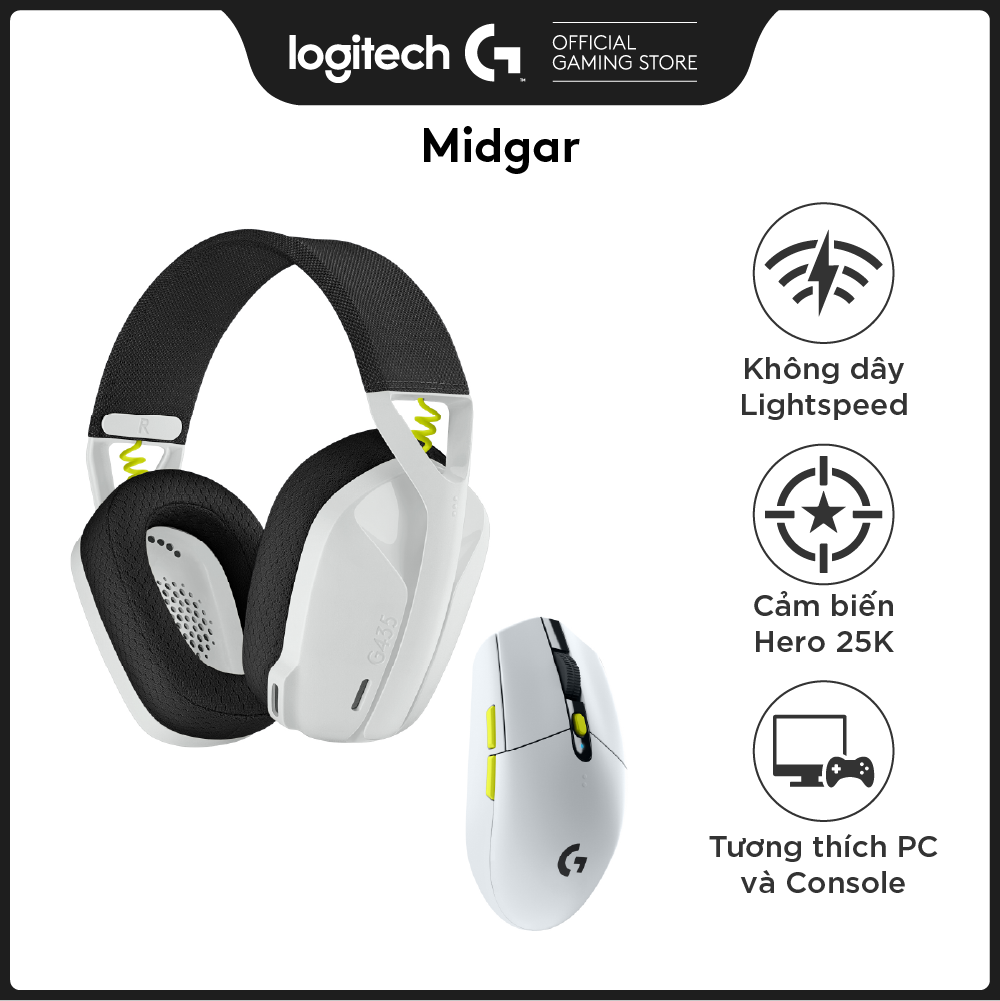 Combo Game Không Dây Logitech G: Chuột Lightspeed G304 SE và Tai nghe Bluetooth G435 SE, tương thích PC,MAC PS4 PS5, Micro kép tích hợp - Hàng Chính Hãng