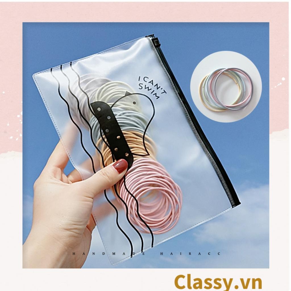 Set 100 dây thun cột tóc Classy siêu dai siêu rẻ đơn sắc PK208