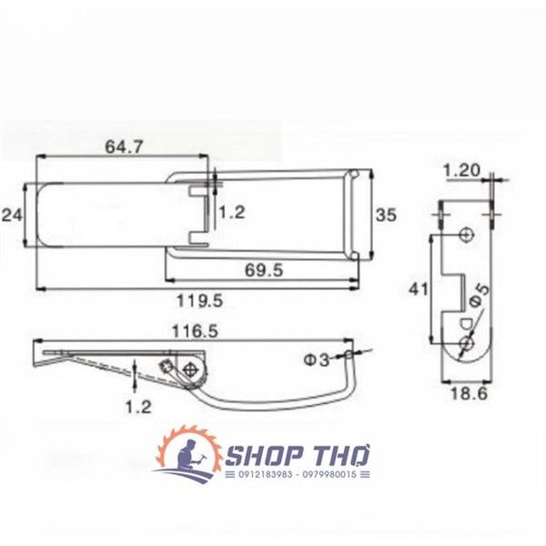 Khóa sập nhanh SF111, sf115 khóa thùng, hòm - inox 201