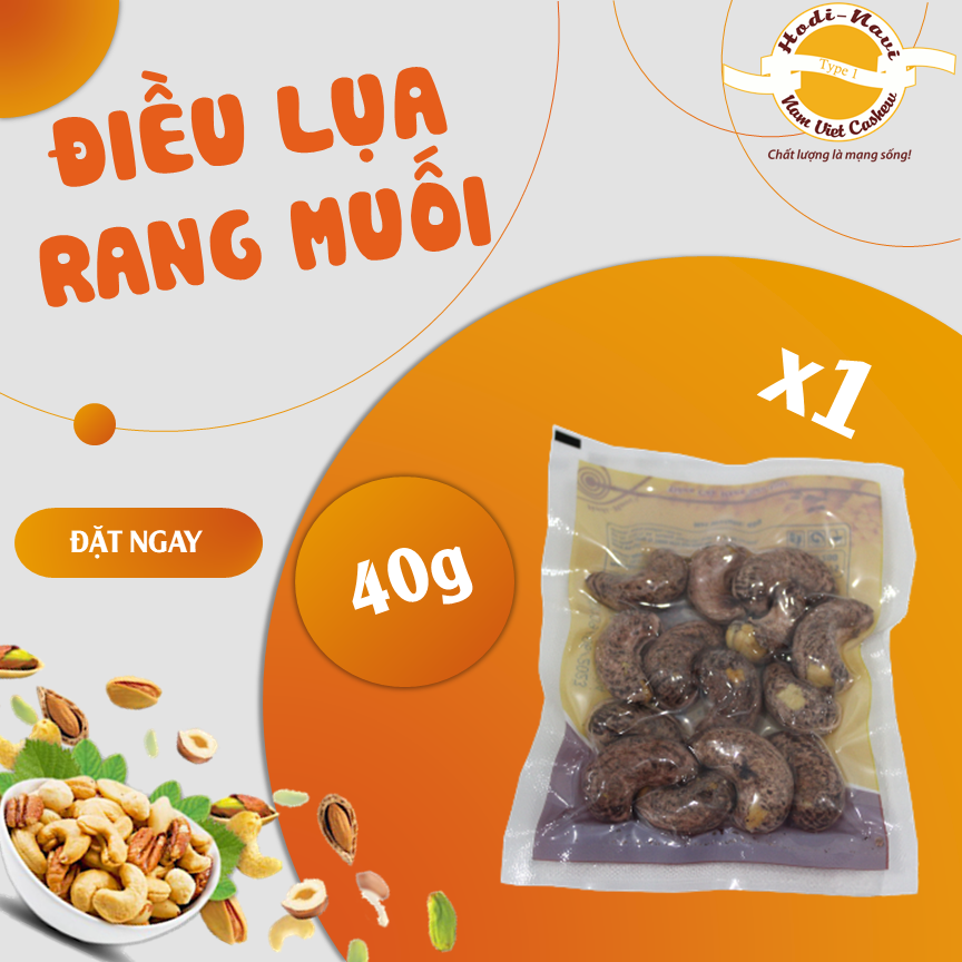 Điều lụa rang muối Hodi - NaVi còn vỏ, túi hút chân không 40g