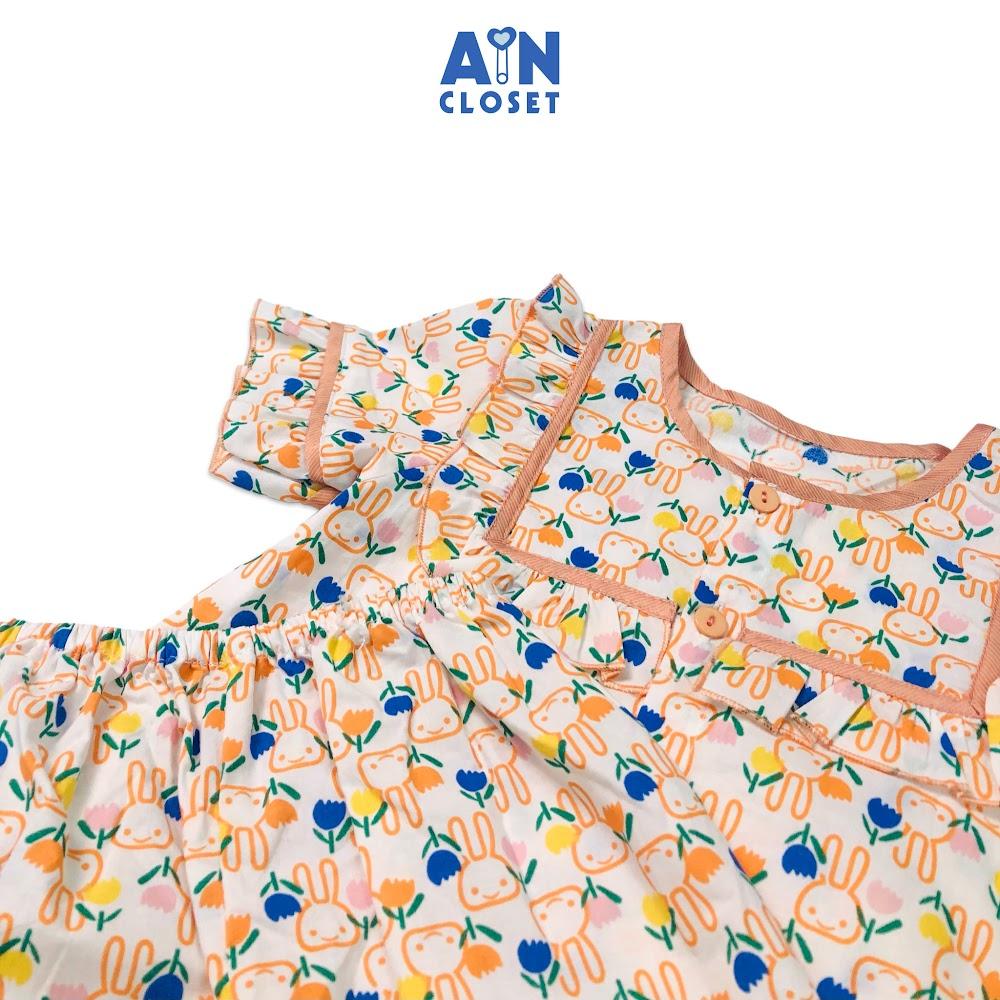 Bộ quần dài áo tay ngắn họa tiết Thỏ hoa cam cotton - AICDBG6ANM12 - AIN Closet