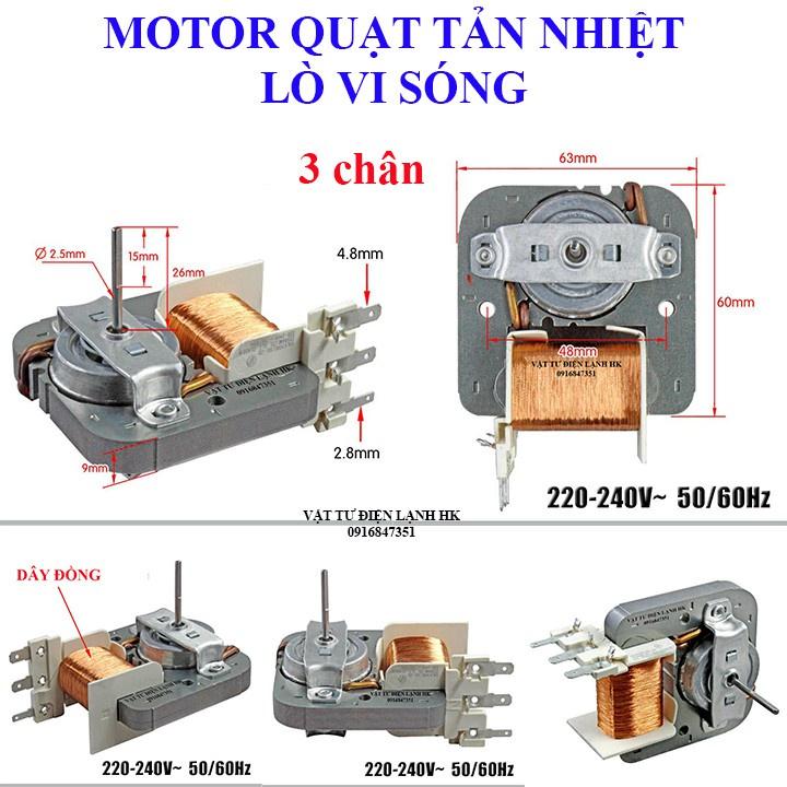 Motor động cơ quạt tản nhiệt lò vi sóng - lò nướng loại 2 chân - 3 chân cắm - quạt LVS