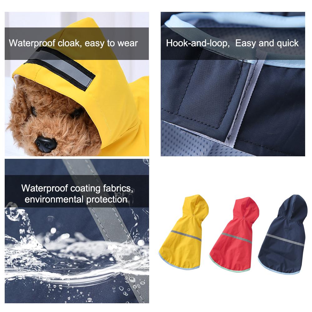 Summer Outdoor Puppy Pet Rain Coat with Reflective Stripe S-XL Hoody Waterproof Jackets Raincoat for Dogs Cats Apparel Clothes