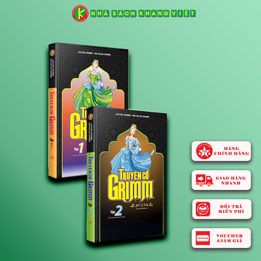 Sách - Truyện Cổ Grimm Trọn Bộ 2 Tập (Bìa Cứng) Ố Vàng