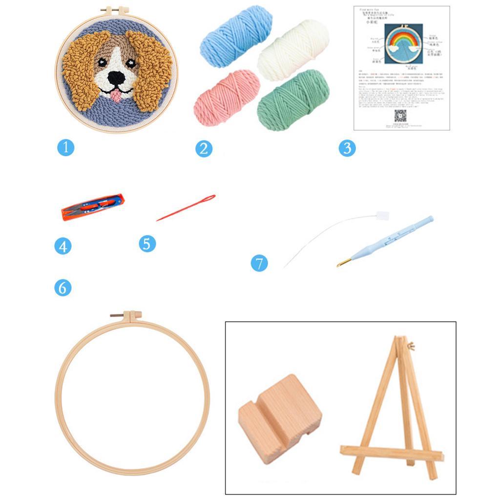 Punch Kit DIY Needlework Animal Dog Embroidery for Adult A