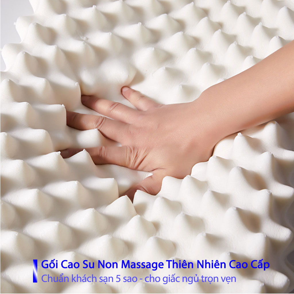 Gối Cao Su Non Massage Cho Người Đau Vai Gáy Gối Đầu Nằm Ngủ Massage Kê Chống Mỏi Cổ Từ Cao Su Non Thiên Nhiên Cao Cấp Cho Người Lớn 50cmx70cm- Chuẩn Khách Sạn 5 Sao