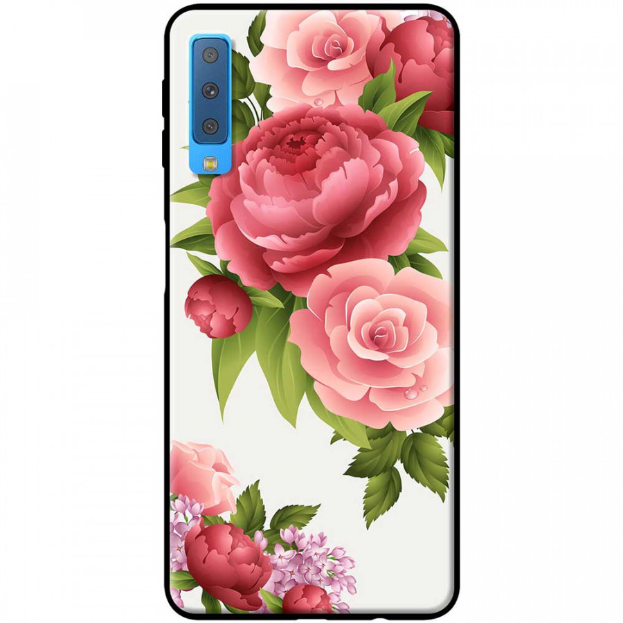 Ốp lưng dành cho Samsung Galaxy A7 mẫu Hoa hồng đỏ nền trắng