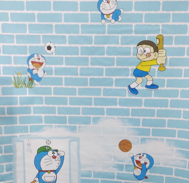 Combo 10 mét giấy dán tường, decal dán tường trang trí nhà cửa TƯỜNG GẠCH MON XANH khổ 45cm