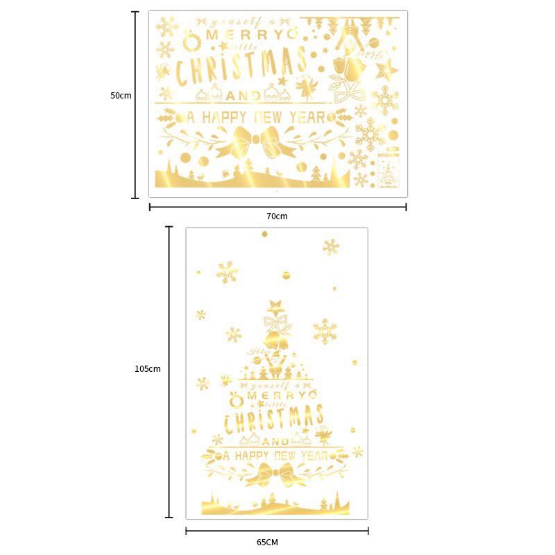 Decal trang trí tường Noel - Cây Thông Merry Christmas & Happy new year ánh đồng cao cấp