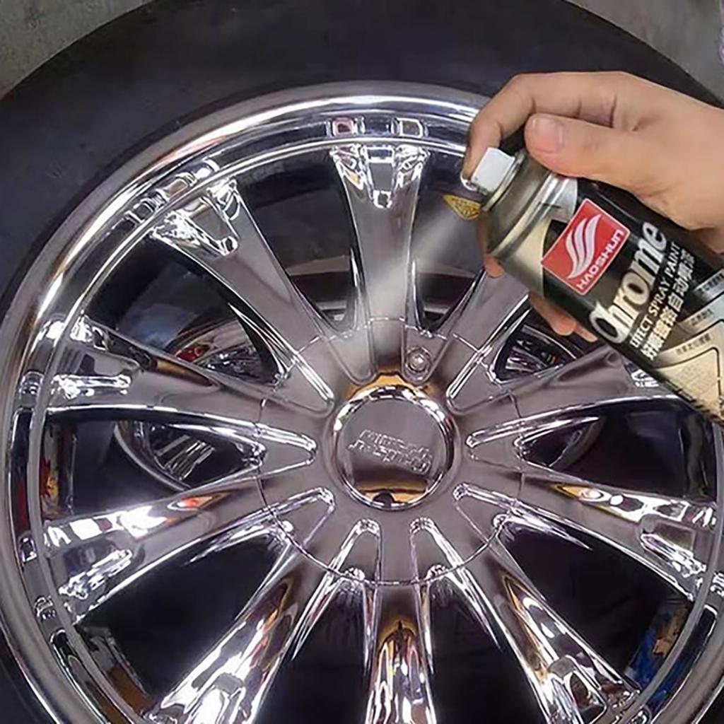 Bình Sơn Phun Theo Màu Xe Haoshun 400ML Sơn Xịt Nhanh Khô, Sơn Xe Ô Tô Haoshun màu đen, chrome bạc, phủ bóng Tiện Lợi
