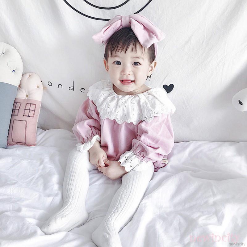 Bộ áo liền quần tay dài màu trơn phong cách Hàn Quốc cho bé gái