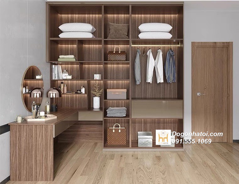 Tủ quần áo kết hợp bàn phấn gỗ công nghiệp đẹp - TA212
