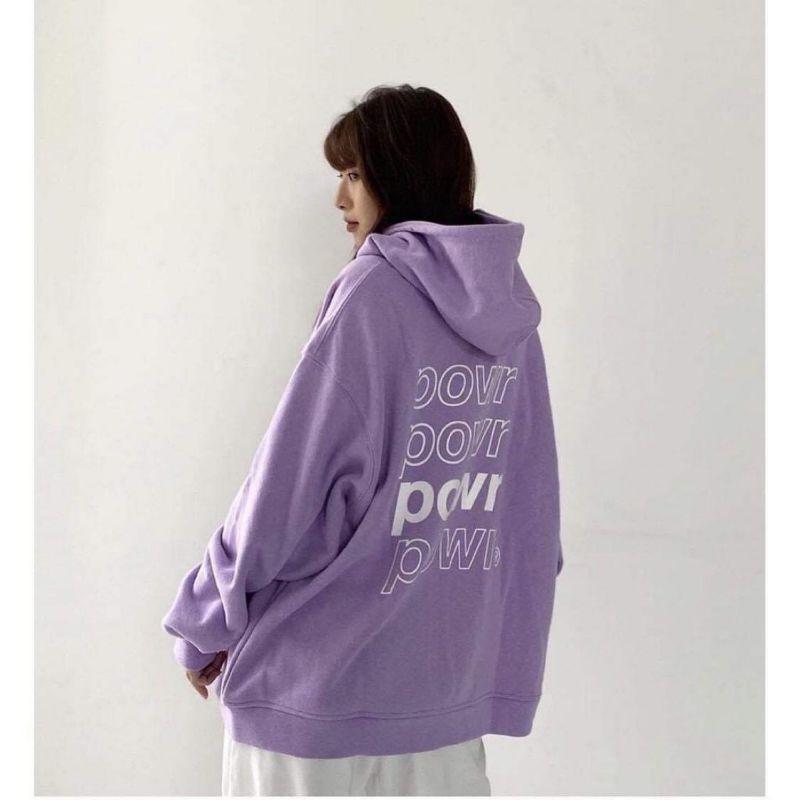 Áo khoác nữ , áo khoác áo hoodie nam nữ mặc chữ POWR vải nỉ ngoại dày mịn