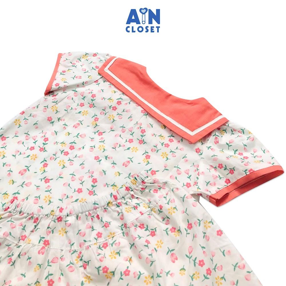 Bộ quần áo ngắn bé gái họa tiết Hoa baby cổ thủy thủ quần váy cotton - AICDBGTWQHNQ - AIN Closet