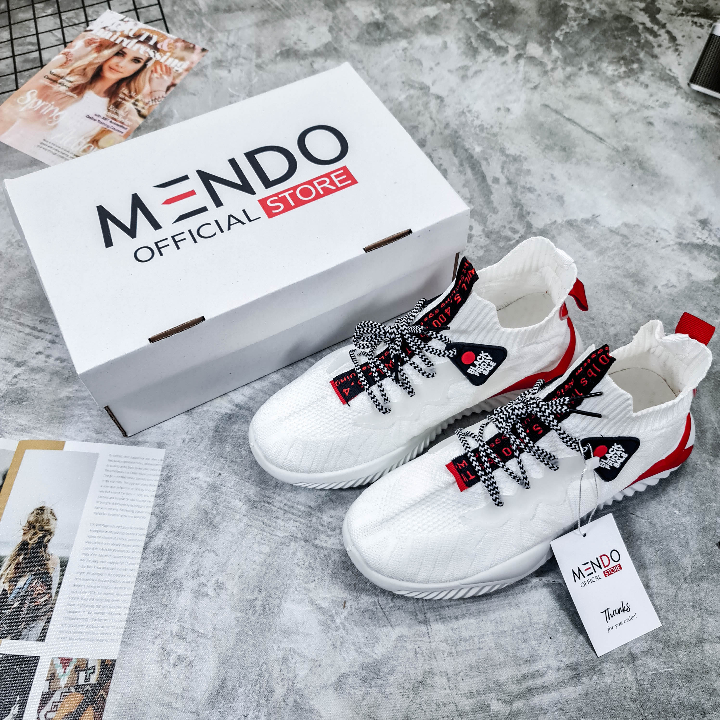 Giày Thể Thao Nam MENDO - Giày Sneaker Đỏ Trắng - Đen Xanh - Kaki, Đế Phẩy, Êm Chân - G5000
