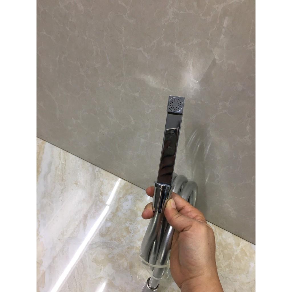 Bộ xịt nhà vệ sinh đầu đồng , dây nhựa cao cấp chịu áp