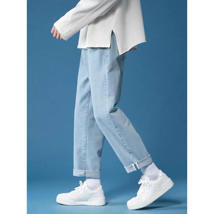 Quần Jean Baggy nam Quần ống rộng vải jeans bò không phai màu TR01