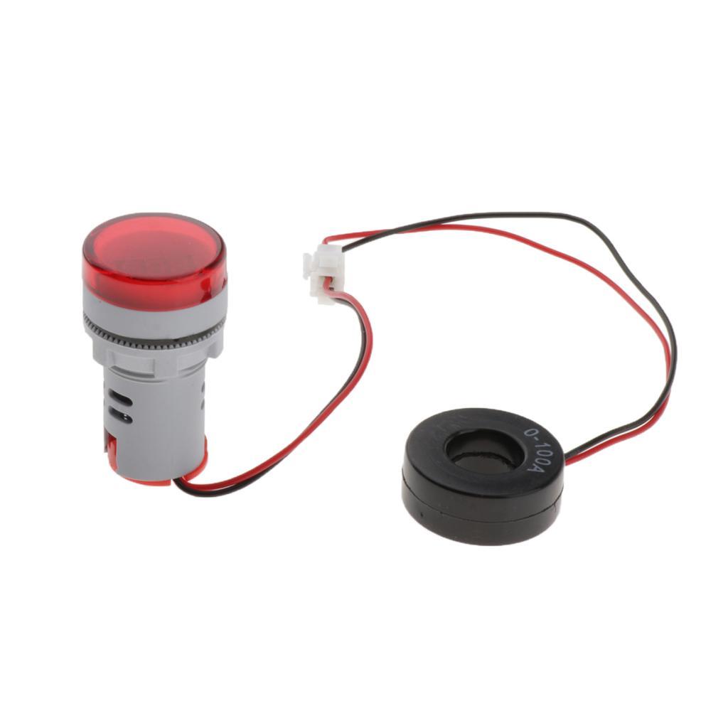 22mm AC 0-100A Ammeter Current Meter LED Digital Display Cylindrical Red