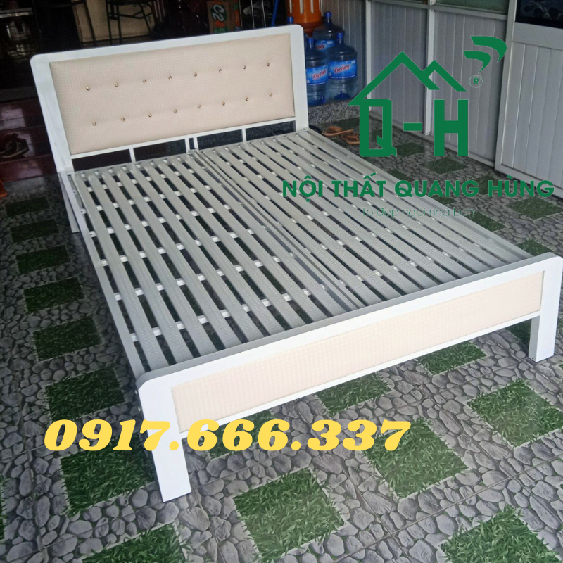 GIƯỜNG SẮT HỘP CAO CẤP 2 ĐẦU NỆM MÀU KEM MỚI DÀNH CHO CẢ GIA ĐÌNH