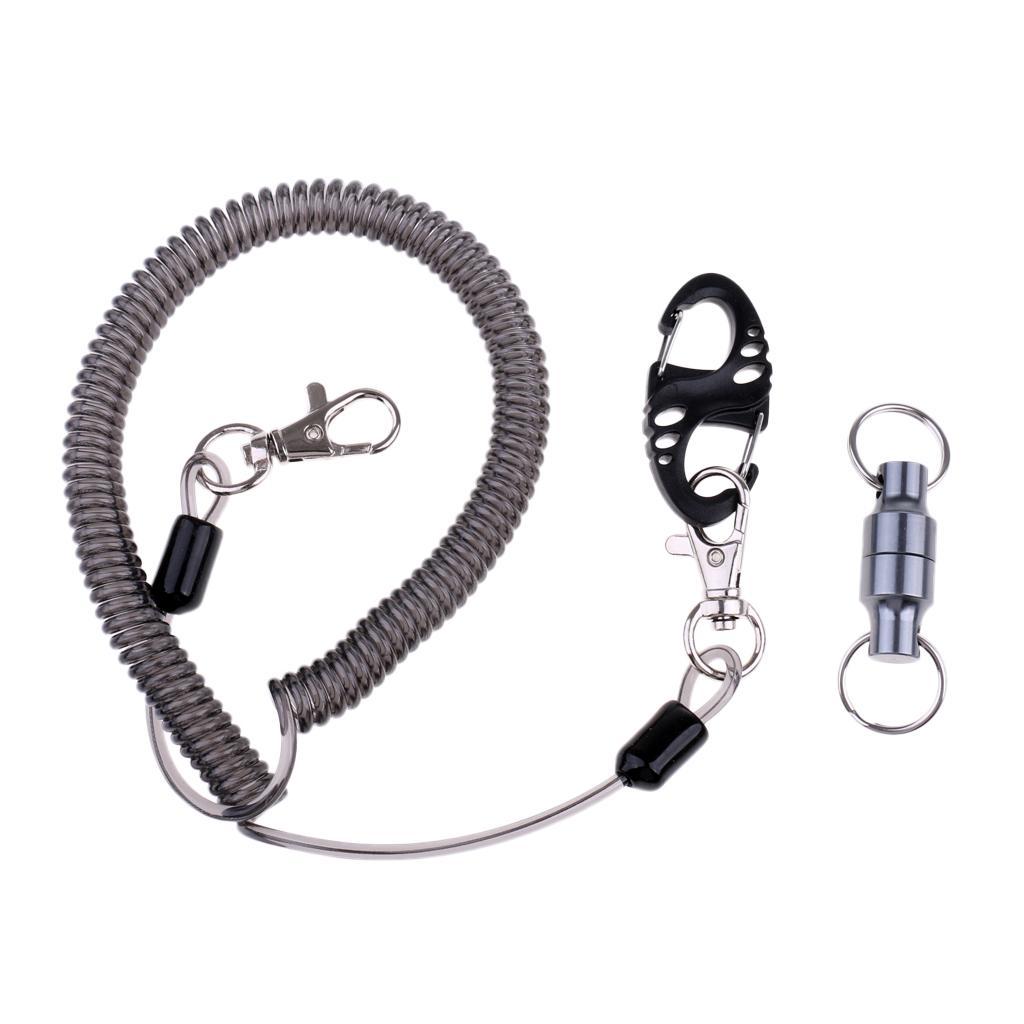 Retractable Fishing Coiled Lanyard With Magnetic Net Release Fly Fishing